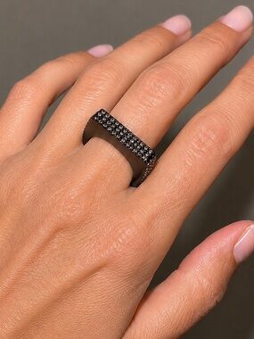 CC Skye Black Geometric Ring - Size 6